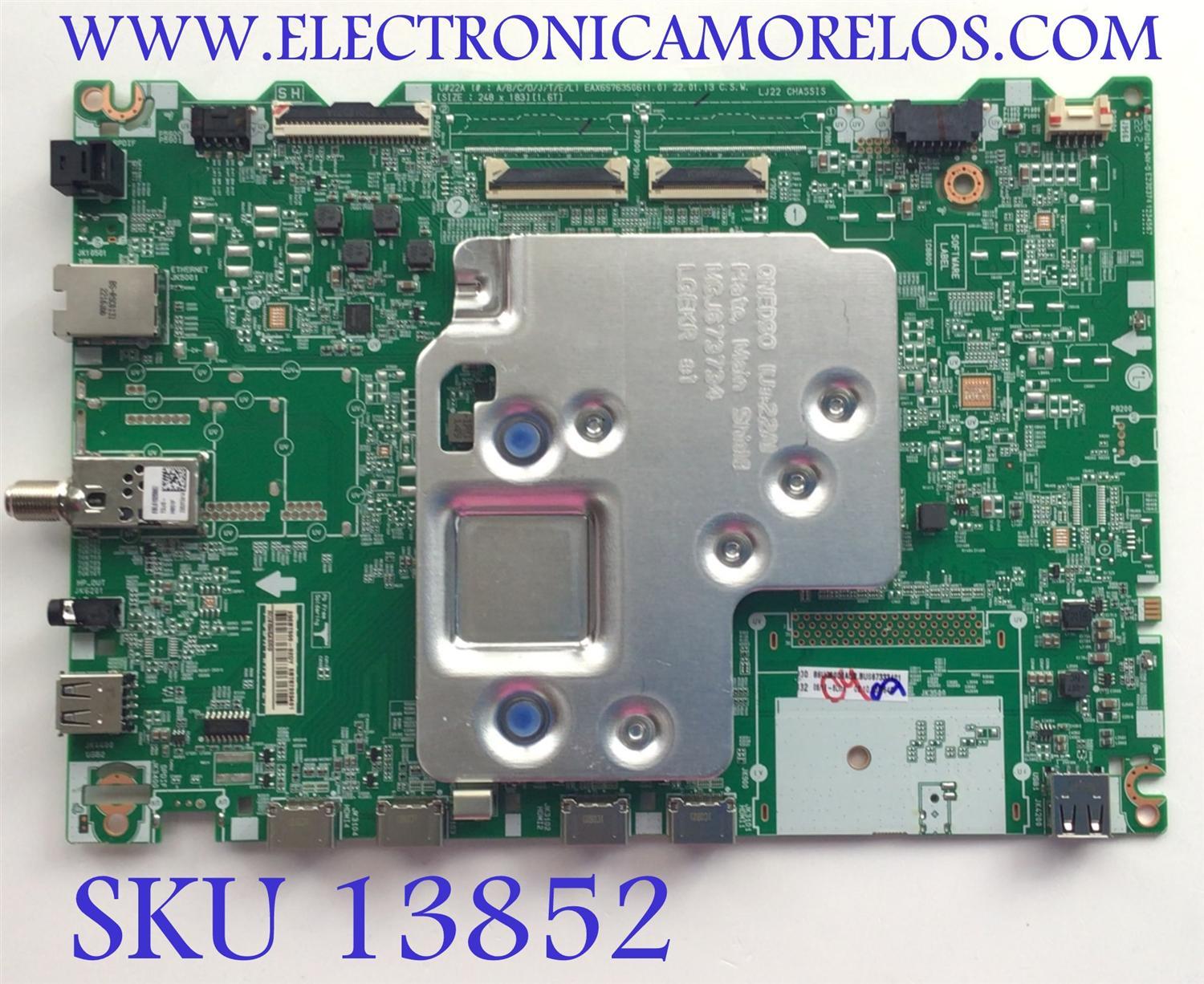 MAIN PARA SMART TV LG 4K RESOLUCION (3840 X 2160) / NUM DE PARTE EBT67333401 / EAX69763506 / 67333401 / PANEL NC860TQF -AAKH3 / DISPLAY LC860DQR(SP)(A1) / MODELO 86UQ8000AUB.BUSYLK